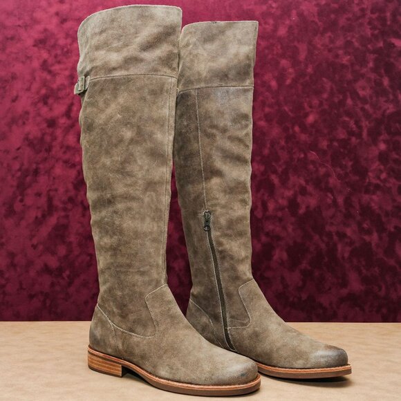 KORK-EASE Women Addison Taupe Distress Suede OTK Comfort Boots Sz 9.5 - Picture 1 of 9